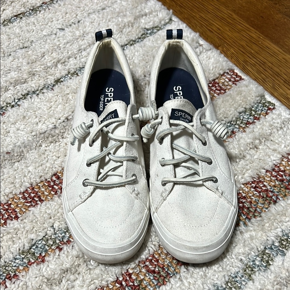 Sperry Off-White Canvas Boat Shoes